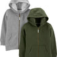 Simple Joys By Carter'S Baby Boys' 2-Pack Fleece Full Zip Hoodies, Olive/Grey, 2T