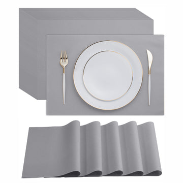 Disposable Gray Paper Placemats For Dining Table - 100-Pack 18' X 12' Cloth-Like Rectangle Paper Placemats For Baby, Kids, Par