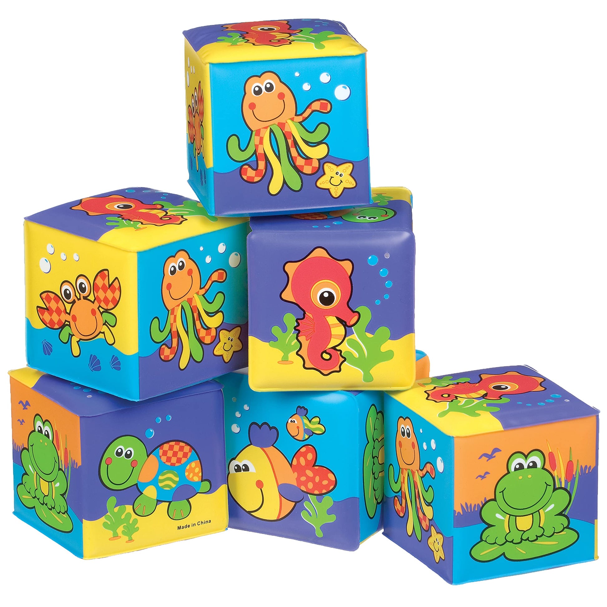 Playgro Soft Stacking Blocks - Sensory Stacking Fun for Babies - Set of 6 Soft Sensory Blocks for 6+ Months - Promotes Cognitive