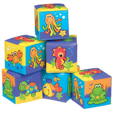 Playgro Soft Stacking Blocks - Sensory Stacking Fun for Babies - Set of 6 Soft Sensory Blocks for 6+ Months - Promotes Cognitive