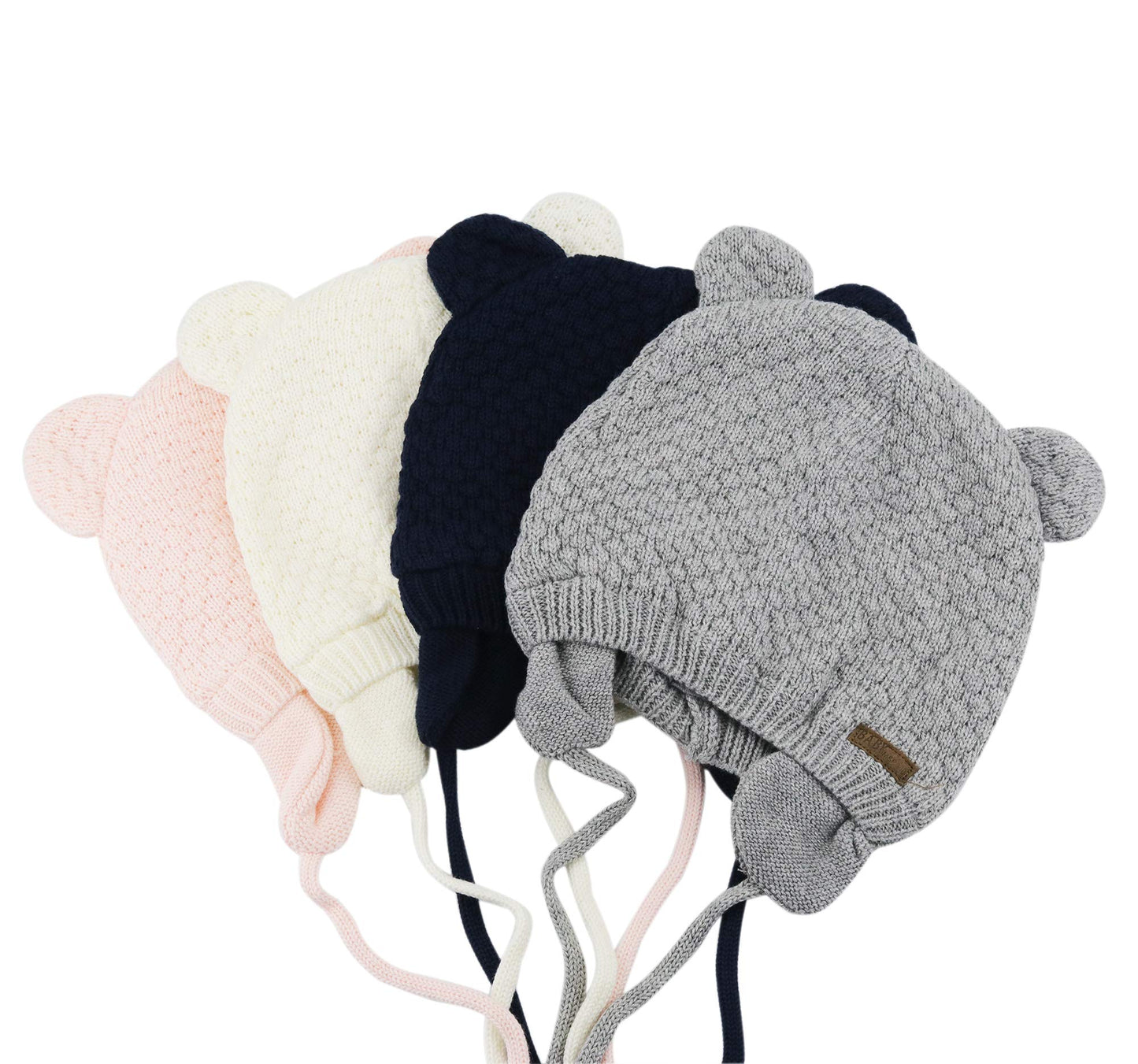 Bestjybt Baby Hat Cute Bear Infant Toddler Earflap Fleece Lined Beanie Warm Caps For Fall Winter (Grey-B, 0-6 Months)