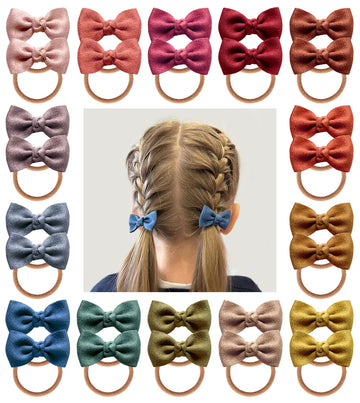 Boutique Baby Girl Hair Ties, 28 Pcs Mini Suede Hair Bow Ties, Toddler Elastics Ponytail Holders Pigtails Rubber Bands By Cherss