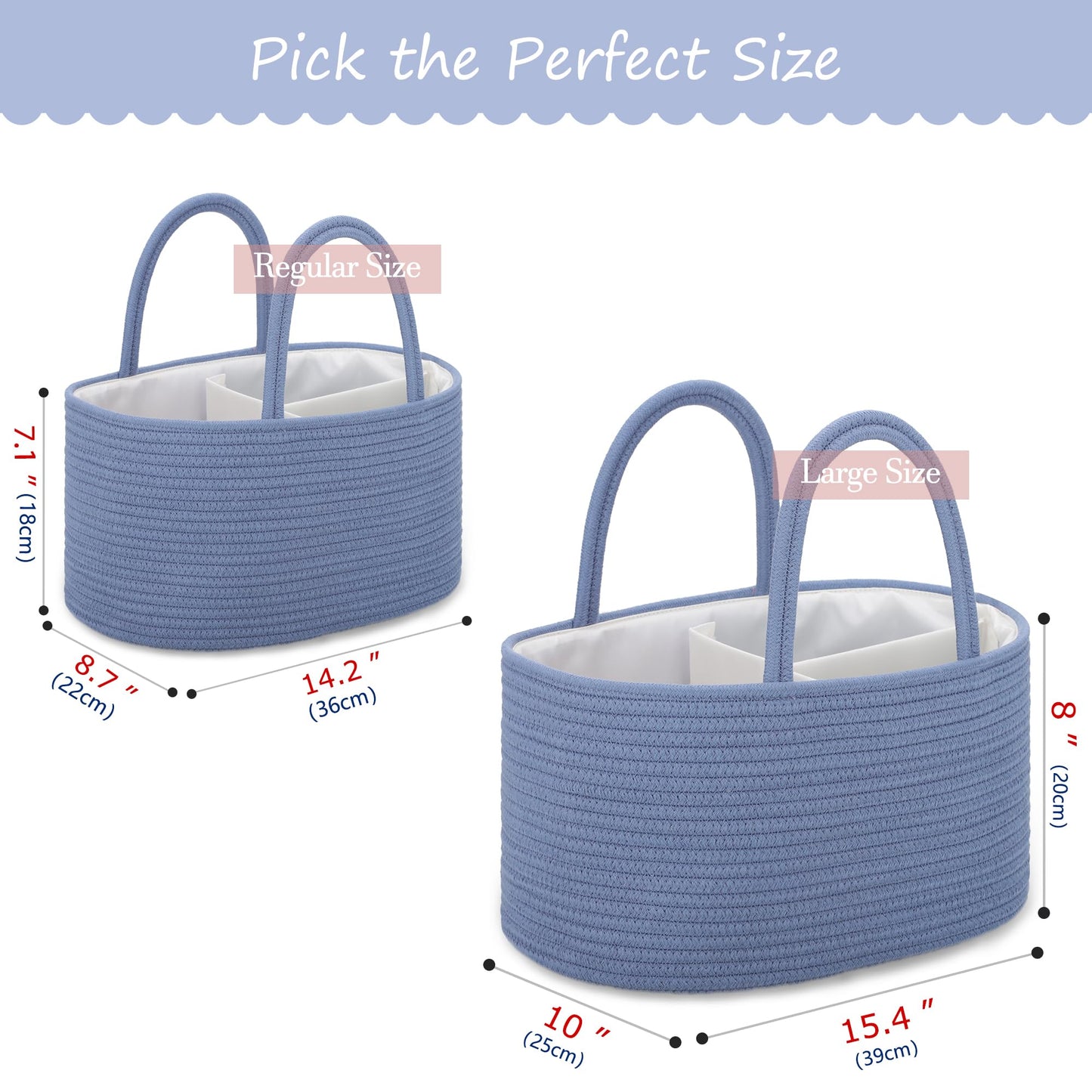 Comse Baby Diaper Caddy, Diaper Basket, Baby Car Organizer, Diaper Change Organizer, Gift Baskets Empty, Portable Basket With Di