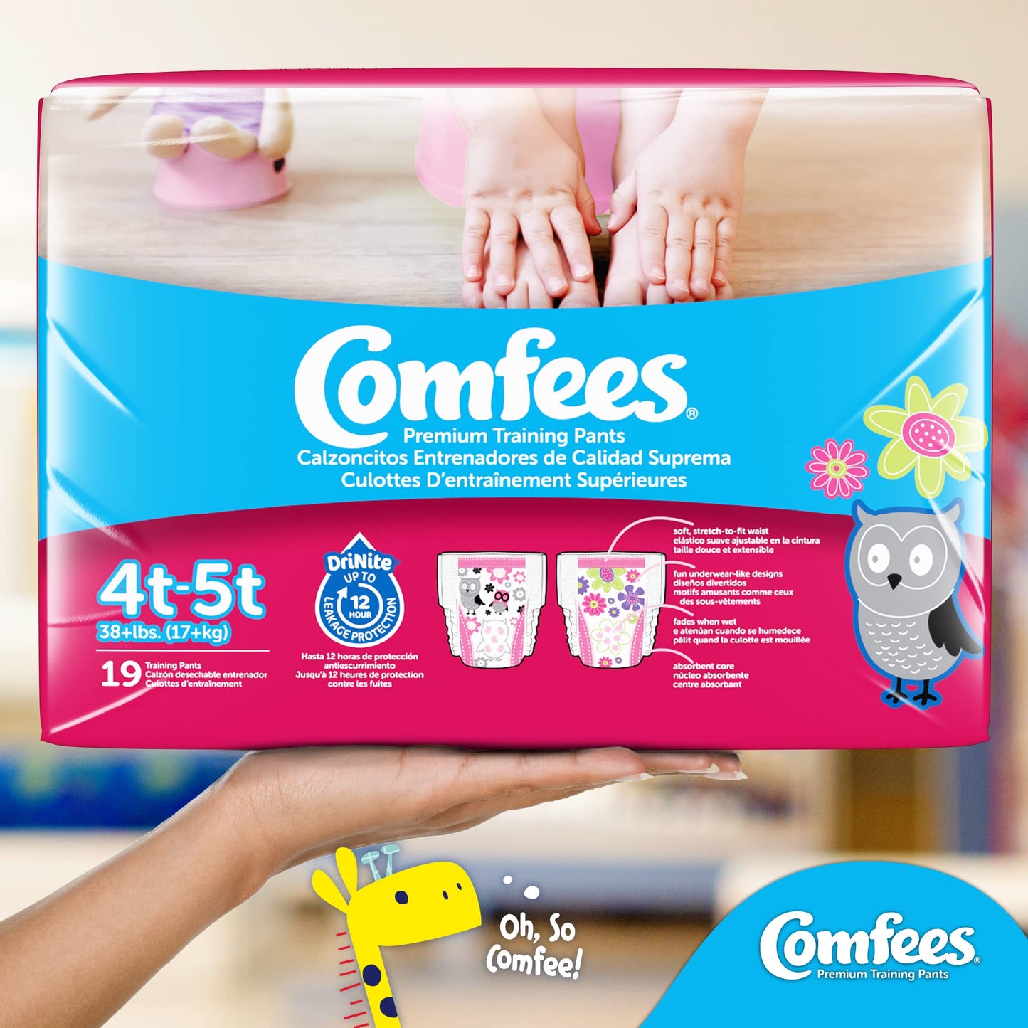 Comfees Girl Training Pants, Size 4T-5T, White, 114 Count