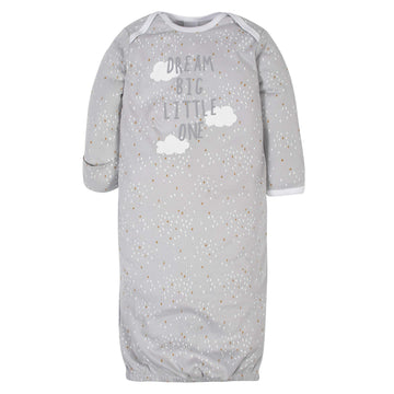Gerber Unisex Baby Boy And Girls 4-Pack Sleeper Gown Sheep Grey Preemie