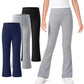 KEREDA 3 Pack School Uniform Pants for Girls Flare Leggings Bell Bottoms Trendy Clothes for Teen Girls Kids, Blacklight Grayna
