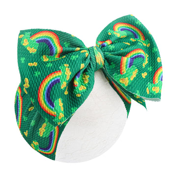 Yanjie St. Patrick'S Day Baby Girl Clover Headbands Shamrock Green Bows Newborn Girls Headbands Handmade St.Patrick Wide Hairban