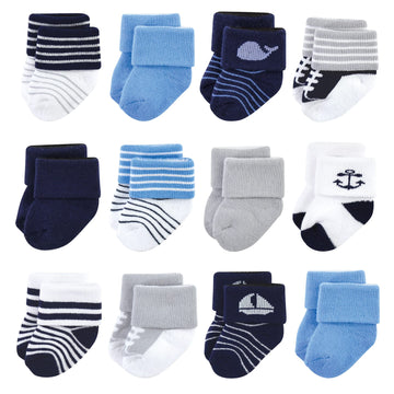 Luvable Friends Unisex Newborn And Baby Terry Socks, Whale 12-Pack, 0-6 Months