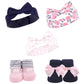 Hudson Baby Unisex Baby Headband And Socks Set, Pink Nautical, 0-9 Months