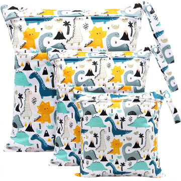 FenFang Wet Bag, Cloth Nappy Bags 3 PCS Produce Bags Wet Dry Suit Bag Storage Organiser, Waterproof Washable Reusable Large Doub