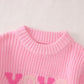Toddler Girl Valentine'S Day Sweater Xoxo Chenille Patch Knit Sweater Chunky Long Sleeve Pullover Fall Winter Tops(Pink,2T(80))