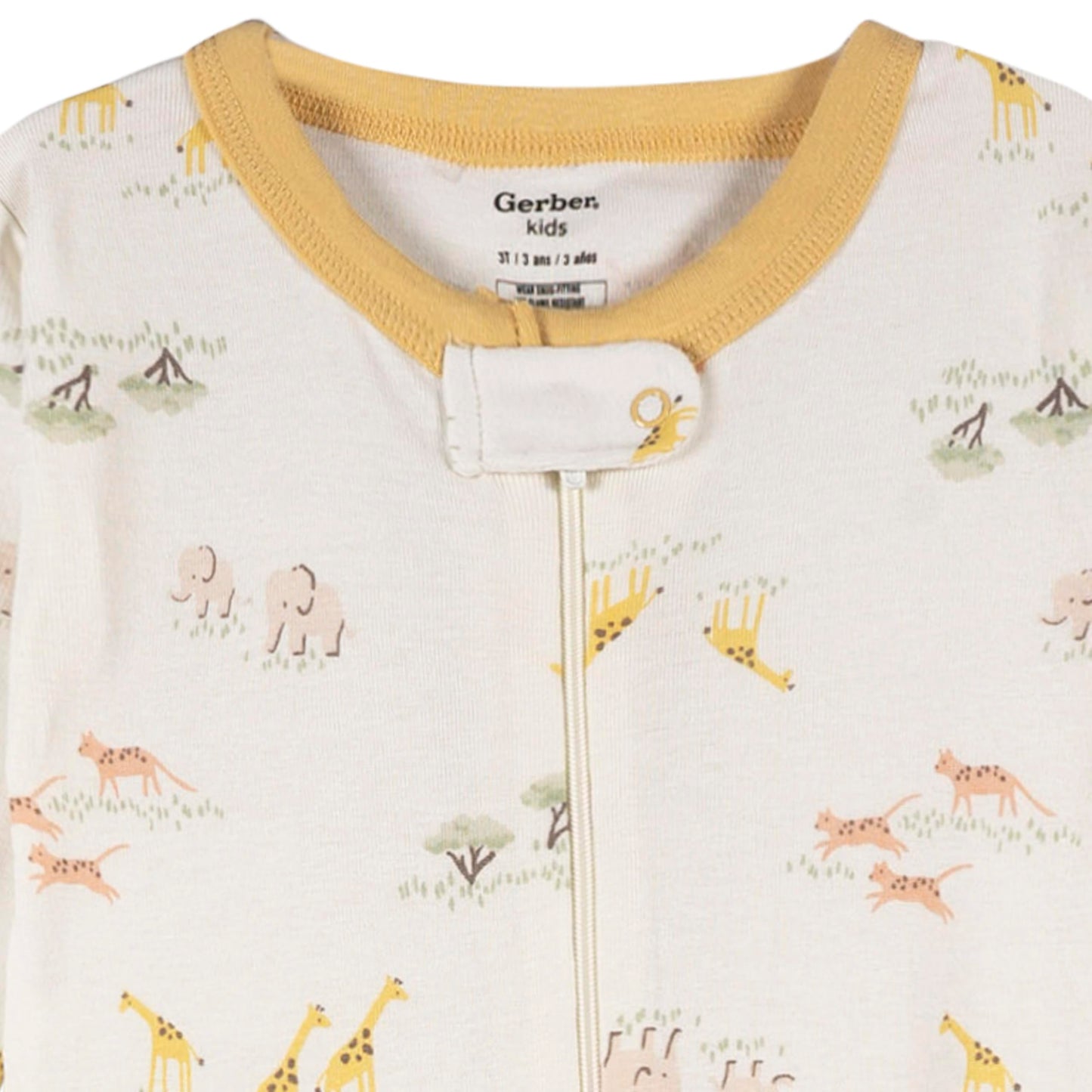 Gerber Unisex-Baby 2-Pack Footed Pajamas, Safari, 12 Months