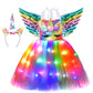 Soyoekbt Girls Unicorn Costume LED Light Up Unicorn Princess Dress Birthday Party Outfit Halloween Tutu Dress with Headband Rain