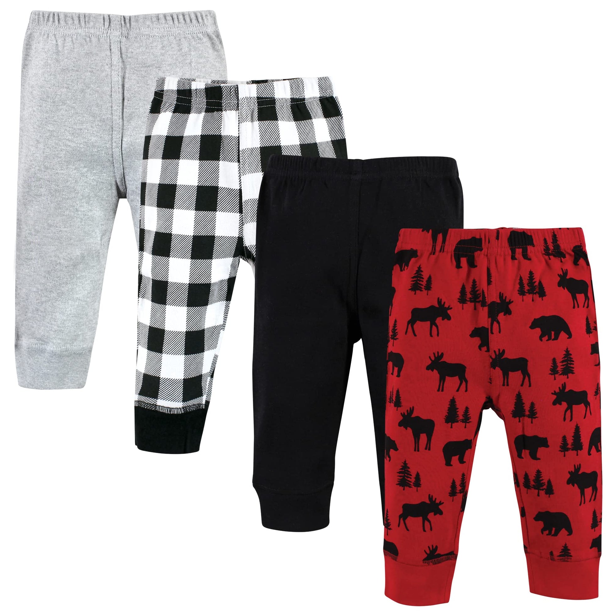 Hudson Baby Unisex Baby Cotton Pants And Leggings, Red Moose Bear, 3 Toddler