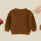 Nokpsedcb Baby Girl Cute Long Sleeve Heart Flowers Embroidery Oversized Sweater Toddler Valentine Outfit (Brown Love Flower, 12-