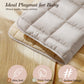 Wooden Play Gym With Beige Mat, Foldable Baby Play Gym, Infant Activity Mat With 6 Hanging Toys, Natural Pine Wood Frame Activit