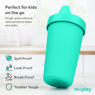 Re-Play Sippy Cups For Toddlers - 10 Oz. Reusable Spill Proof Cups For Kids, Dishwasher/Microwave Safe - Made In Usa - Set Of 3-
