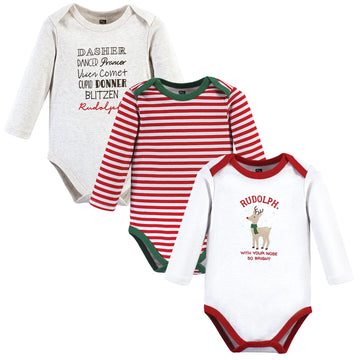 Hudson Baby Unisex Cotton Long-Sleeve Bodysuits And Toddler T-Shirt Set, Rudolph Reindeer, 6-9 Months Us