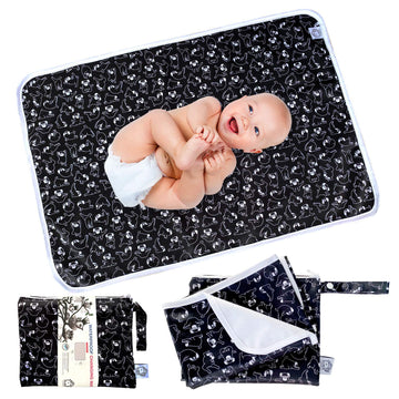 Flockthree Waterproof Baby Diper Changing Pad With Storage Bag (28.7' X 19.7') Washable Wipeable Reusable Leak Proof Diaper Tr