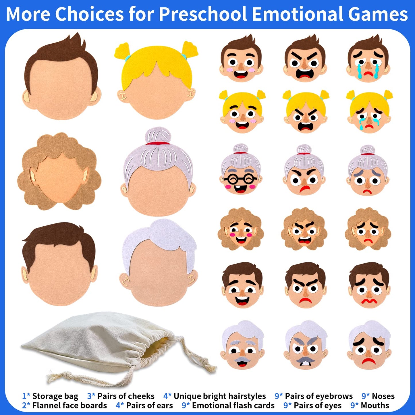 Craftstory 116 Pcs Social-Emotional-Learning-Activities for Kids - 6 Family Feelings-Board-Games, Autism Sensory Toy Learning Ma