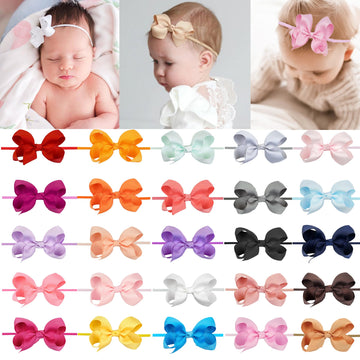 Cellelection 25 Colors Baby Girls Headbands 3Inch Grosgrain Ribbon Small Hair Bows Nylon Headbands Soft Stretch Nylon Hairbands
