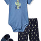 Hudson Baby Unisex Baby Cotton Bodysuit, Shorts And Shoe Set, Cactus, 9-12 Months