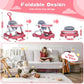 Baby Walker With Wheels 5 In 1 Foldable Activity Center With Mute Wheels Adjustable Heights Anti-Fall Push Walkers For Boys Girl