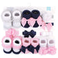 Hudson Baby Baby Girls' Headband And Socks Giftset, Navy White 10-Pack, One Size