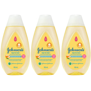 Johnson'S Top-To-Toe Baby Wash And Shampoo, 3 Pack 3.38 Oz. Travel Size Bottles, Natural Coconut Oil Gentle Hair And Body Baby B