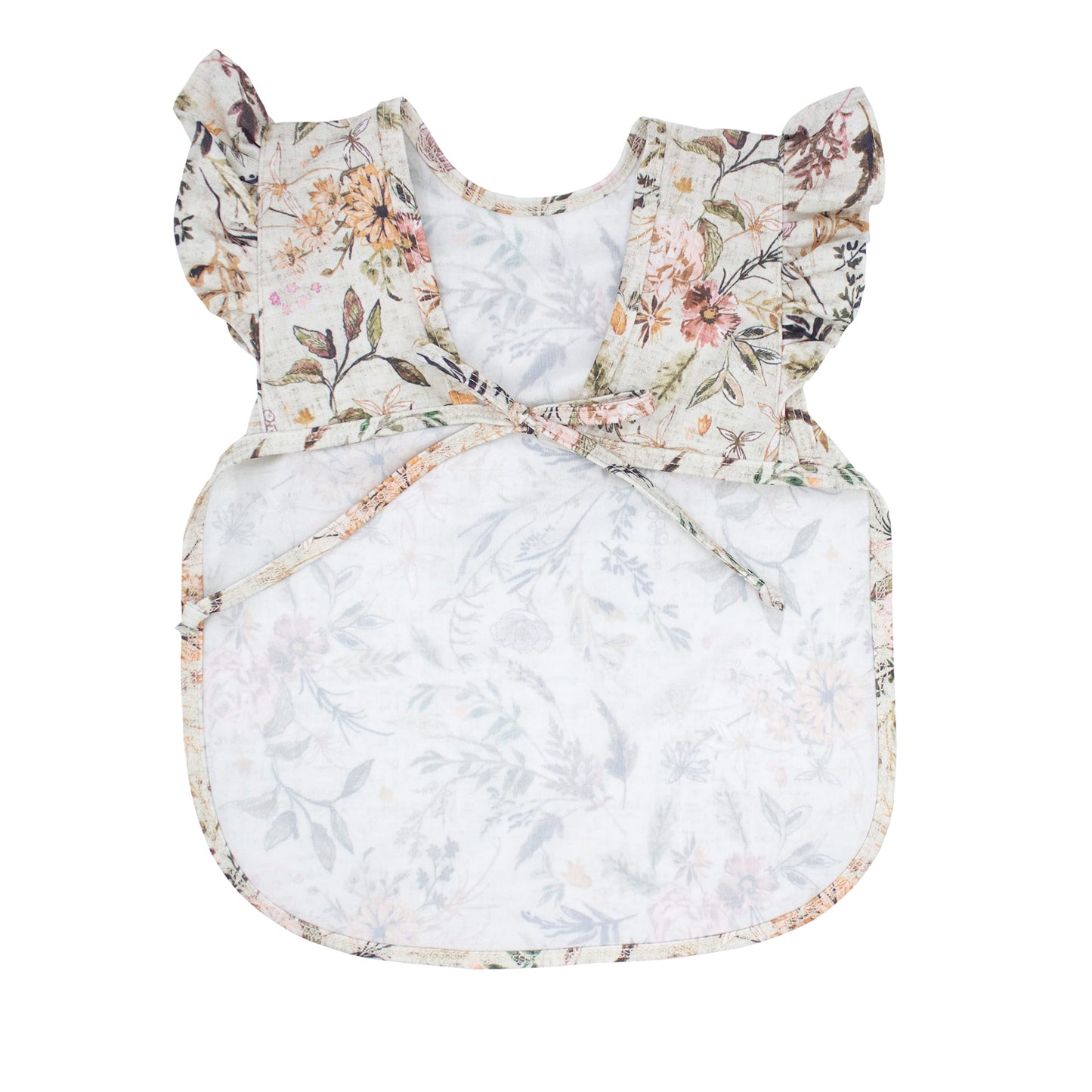 Bapronbaby Flutter Delilah Floral Bapron - No Neck Tie Safer Bib For Baby & Toddler - Soft Waterproof Stain Resistant - Machine