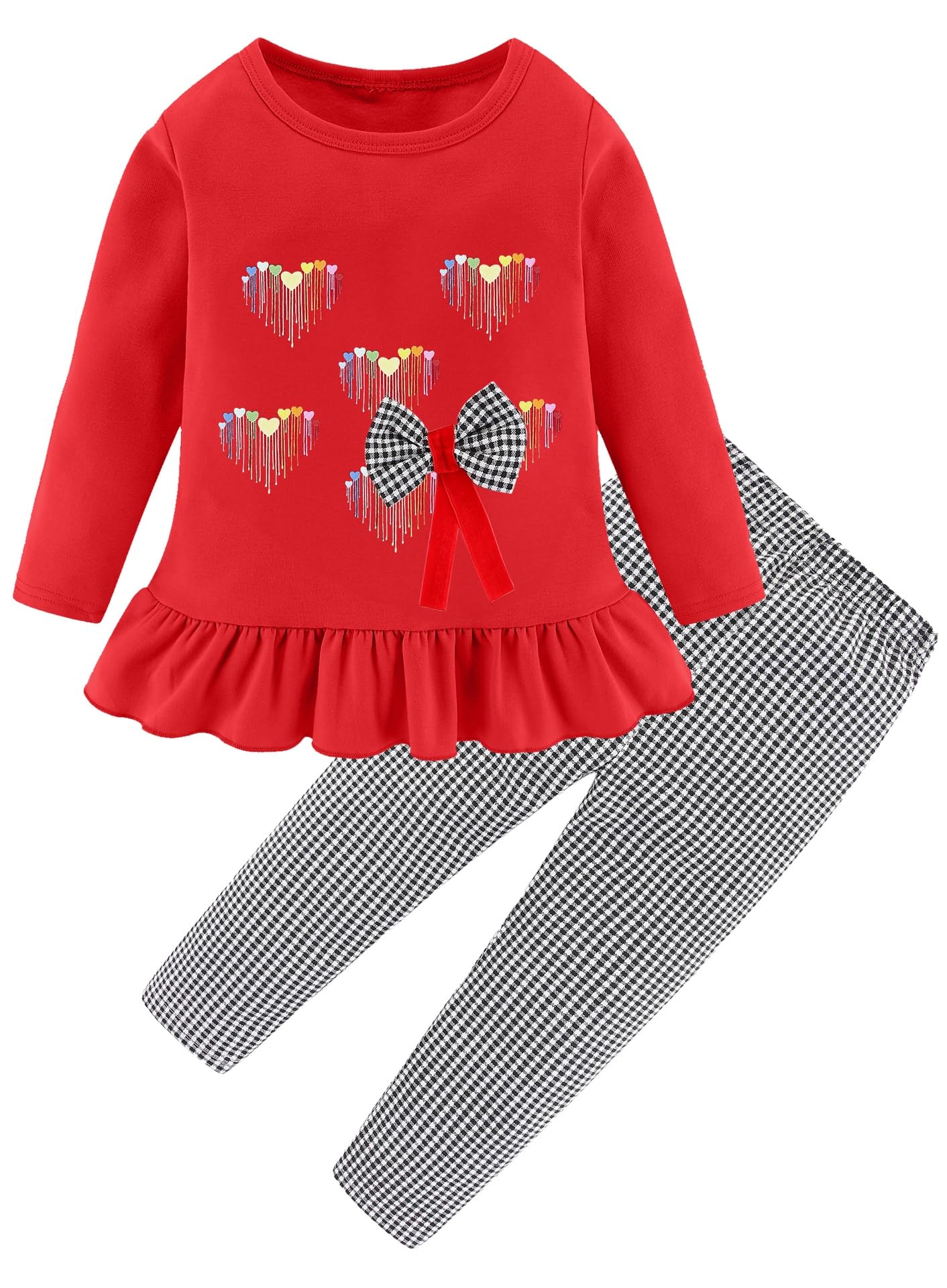 BOMDEALS Adorable Cute Toddler Baby Girl Clothing 2pcs Outfits(Red,90,21003b)