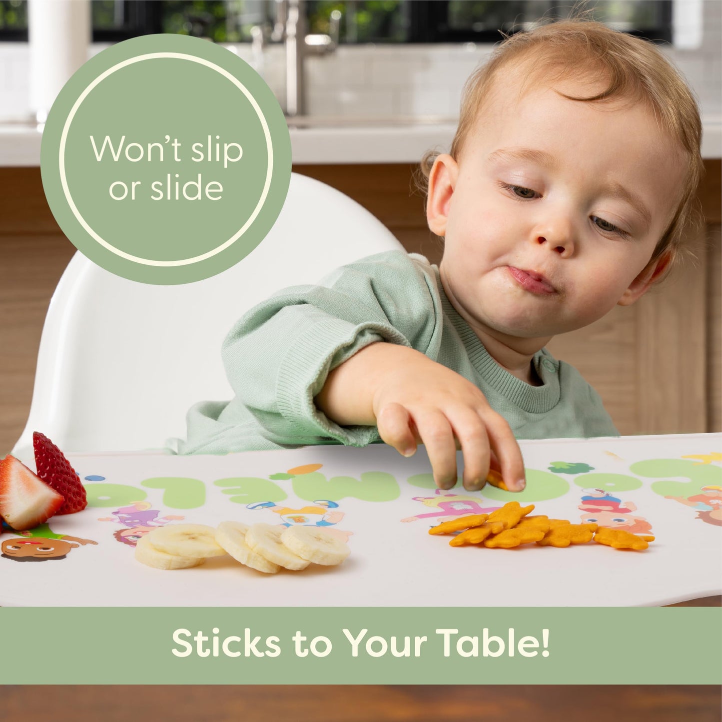 Cocomelon Silicone Placemats For Toddlers - Non Slip Placemats For Kids, Reusable Portable Kids Placemat For Dining Table, Baby