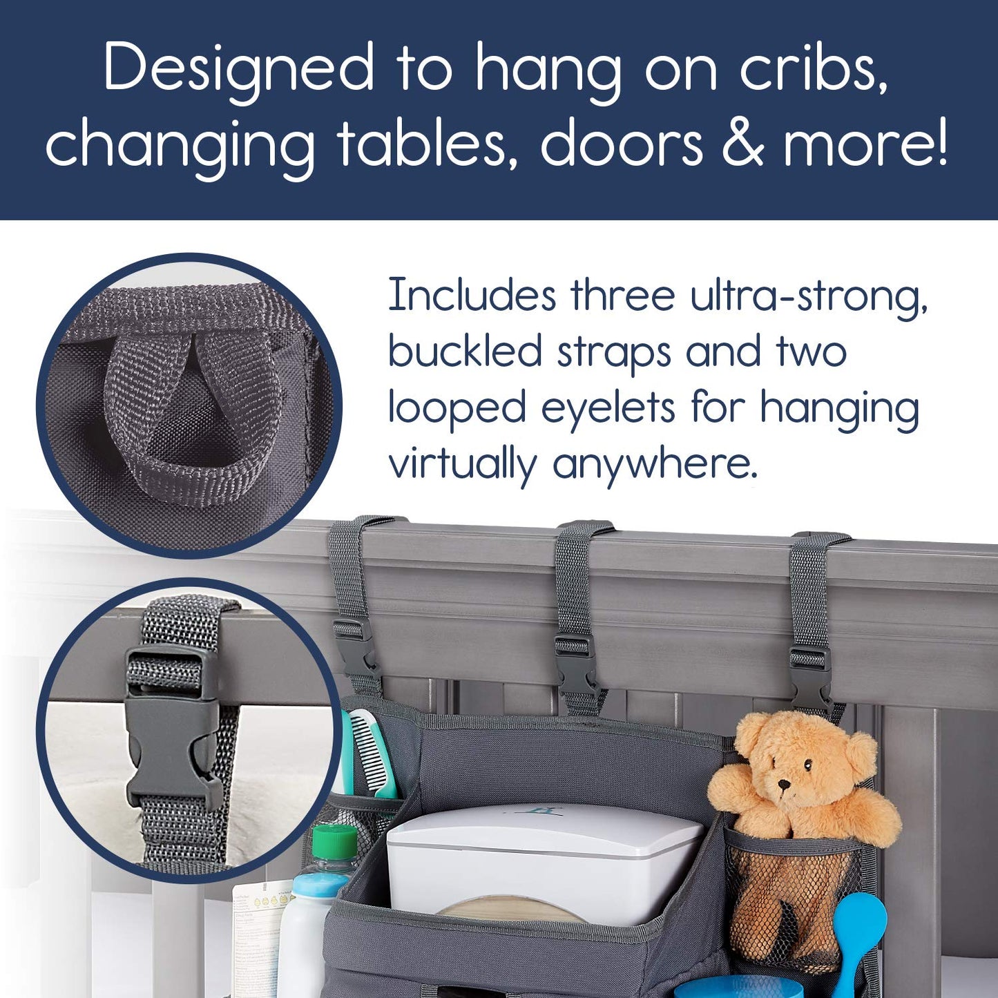 Hiccapop Hanging Diaper Organizer For Changing Table, Cribs And Walls, Diaper Stacker And Nursery Organizer | Hanging Storage Ca