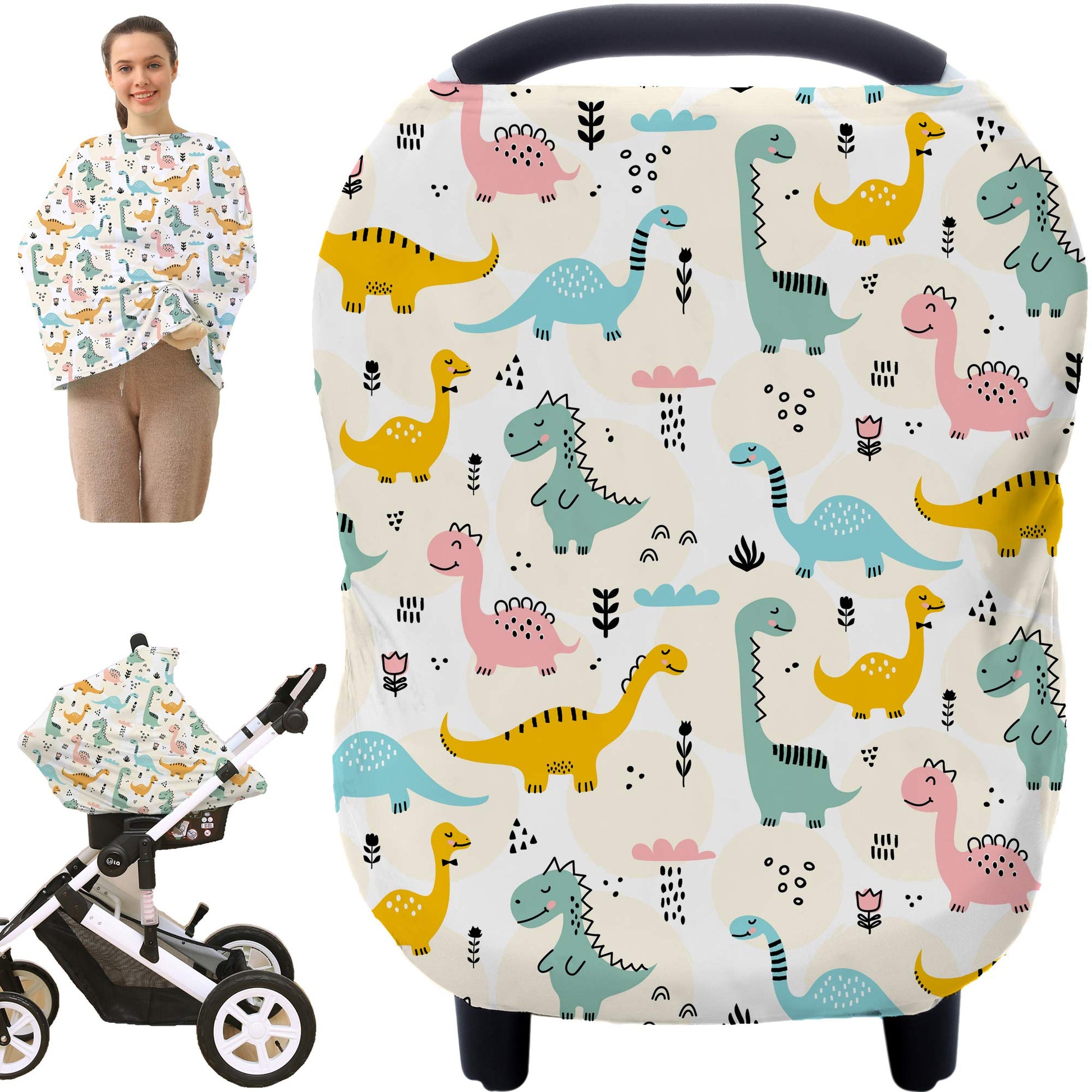 Multi-Use Carseat Covers Breastfeeding Cover - Car Seat Covers For Babies, Stretchy Carseat Canopy Cover, Boys And Girls Shower