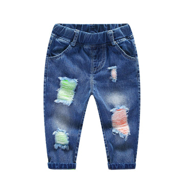 Kidscool Space Baby Ripped Jean,Toddler Elastic Distressed Waist Denim Pants,12-18 Months
