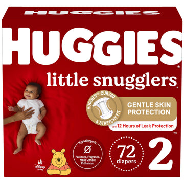 Huggies Size 2 Diapers, Little Snugglers Baby Diapers, Size 2 (12-18 Lbs), 72 Count