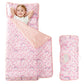 Viviland Toddler Kid Nap Mat for Preschool, Girls Pink Rainbow Slumber Bag, Daycare Sleeping Bag with Pillow and Blanket, Kinder
