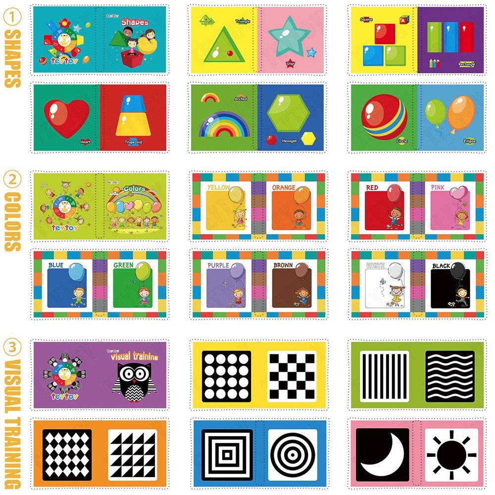 teytoy My First Soft Book, Nontoxic Fabric Baby Cloth Activity Crinkle Soft Books for Infants Boys and Girls Early Educational T