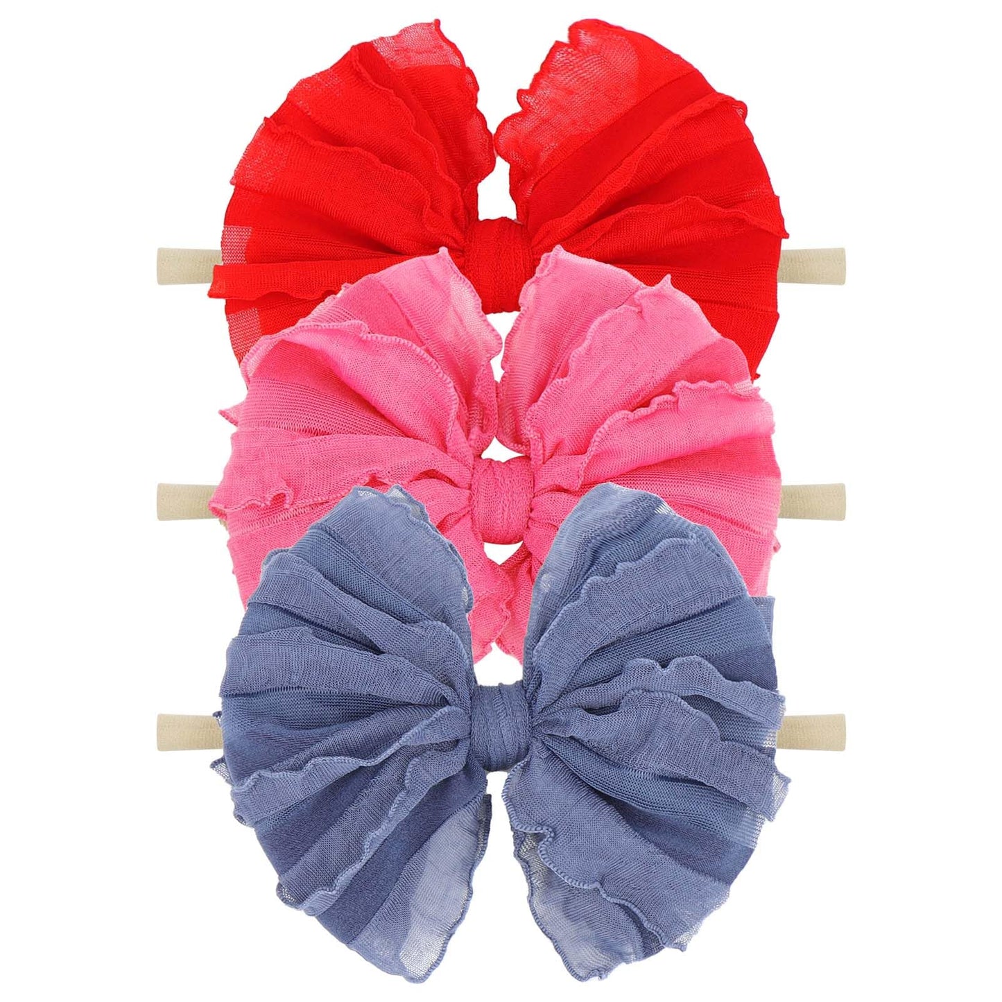 Lanmerry 3 Pack Baby Girls Headbands Soft Elastic Headbands Newborn Lace Hair Bow Hair Accessories For Infant Baby Toddler Girls