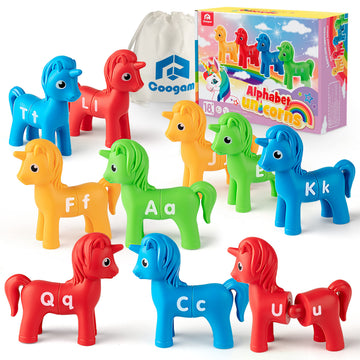 Coogam Unicorn Uppercase & Lowercase Letters Matching Game,13pcs Double-Sided ABC Letter Toys with 26 Alphabet Recognition Match