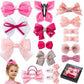 Lmymhmlm 18Pcs Pink Hair Bows For Baby Girls,Toddler Girls And Teen Girls.Alligator Hair Clips,Hair Barrettes,Hair Ties,Snap Cli