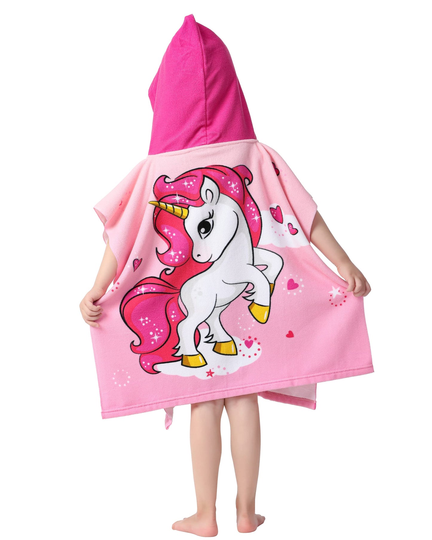 Athaelay Kids Hooded Poncho Towel For Girls, Toddlers Bath Beach Pool Swim Towels With Hood Cover-Ups Swimwear (3D Unicorn With