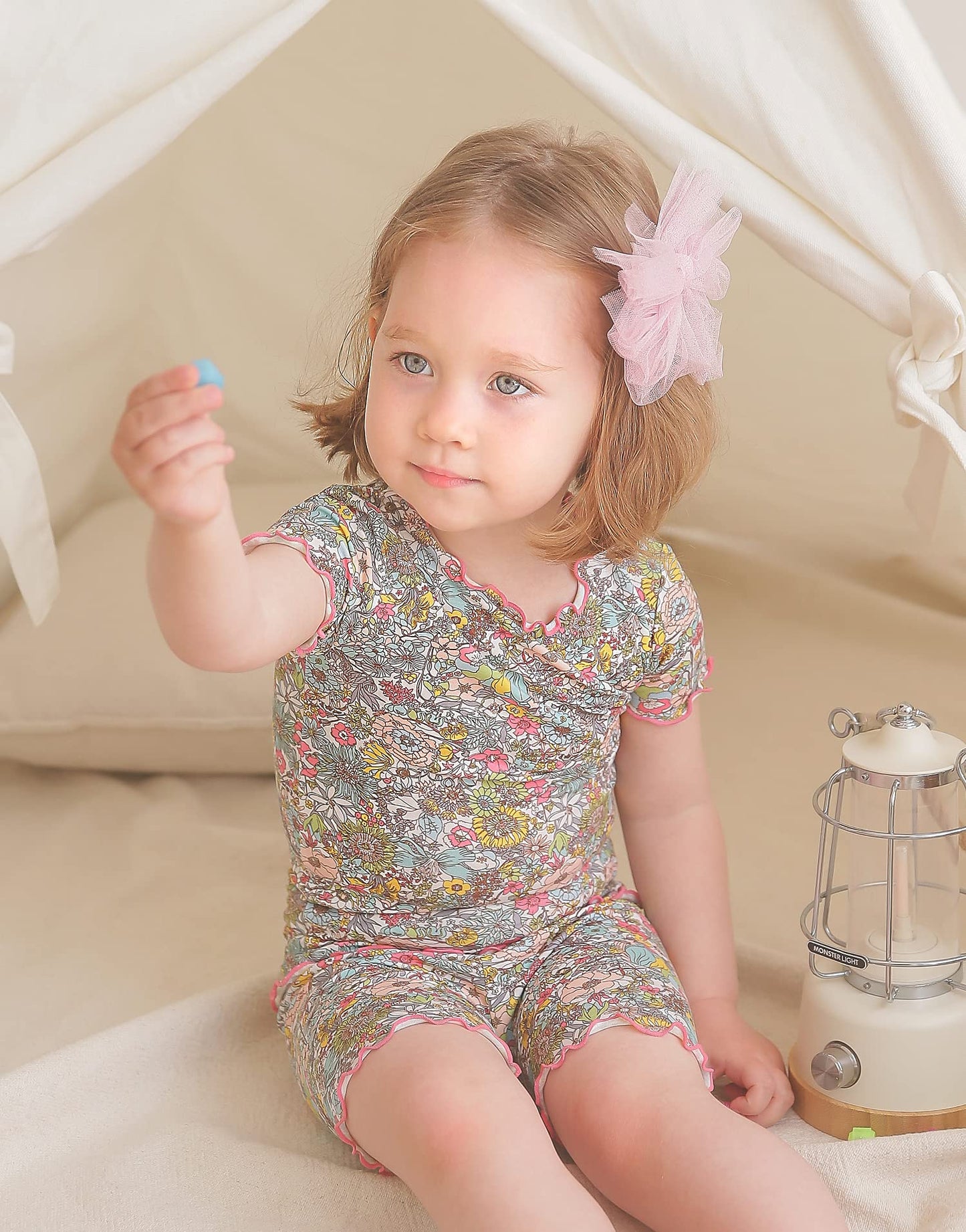 Vaenait Baby Short Sleeve Summer Sleepwear Pajamas 2Pcs Set Shirring Floral-Short M