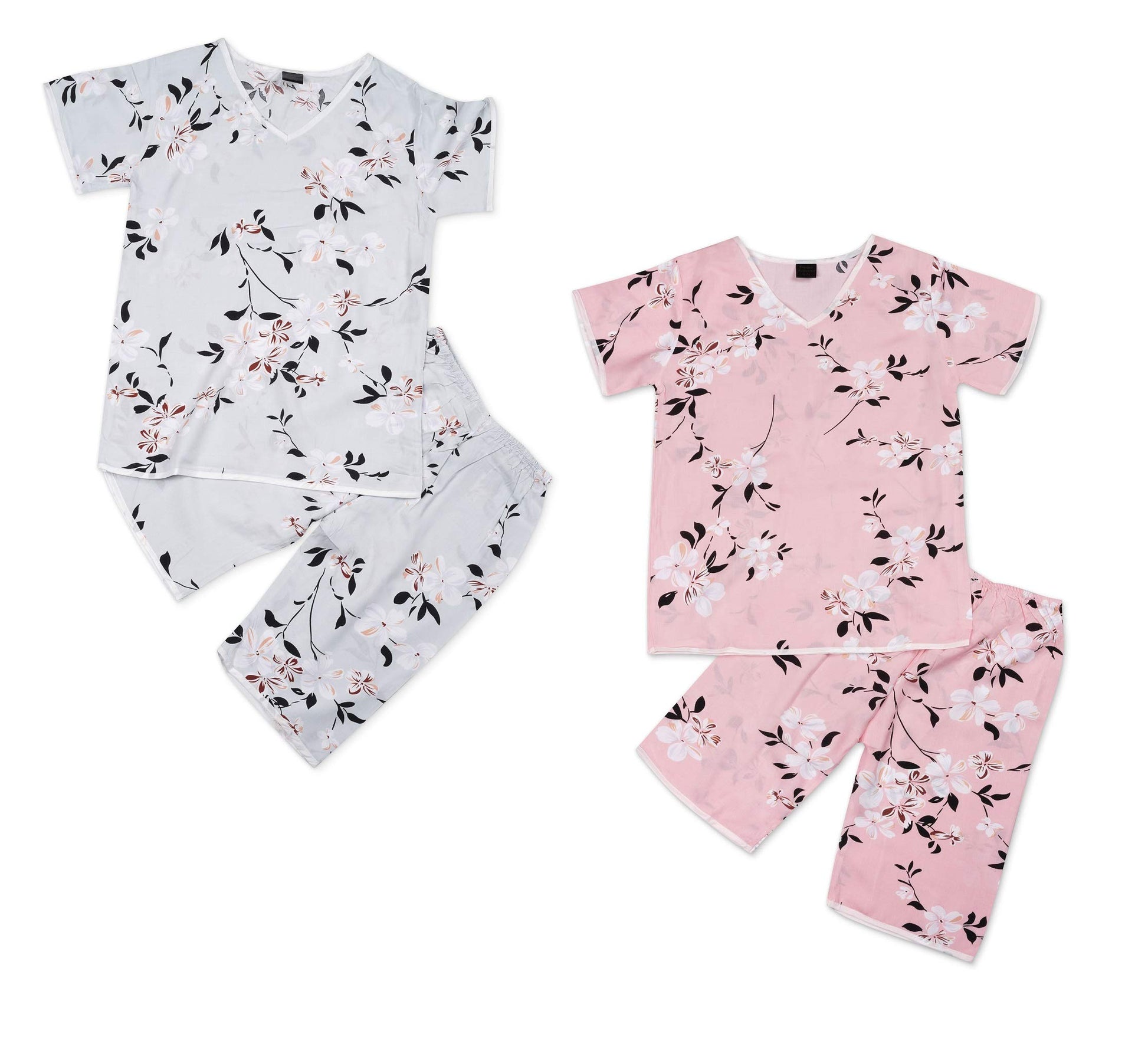 Erminio Palamino Printed Soft Cotton Nightsuit for Girls  Cute & Comfortable  Combo of 2 (Pink & Lavender)  Kids Nightwear