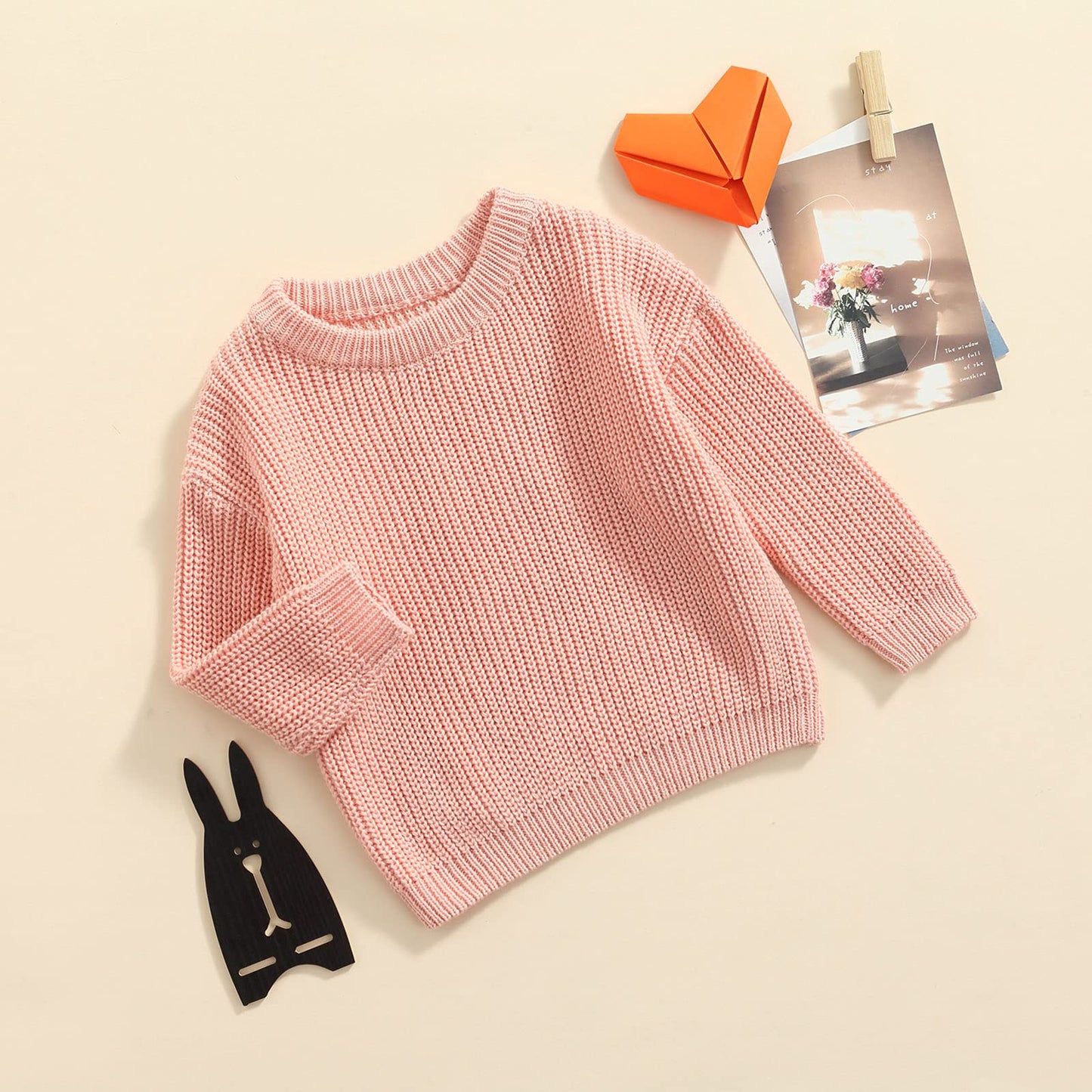 Baby Girl Boy Knit Sweater Blouse Pullover Sweatshirt Warm Crewneck Long Sleeve Tops For Infant Toddler (A-Pink, 0-3 Months)