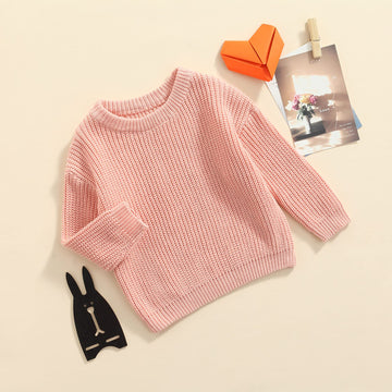Baby Girl Boy Knit Sweater Blouse Pullover Sweatshirt Warm Crewneck Long Sleeve Tops For Infant Toddler (A-Pink, 0-3 Months)