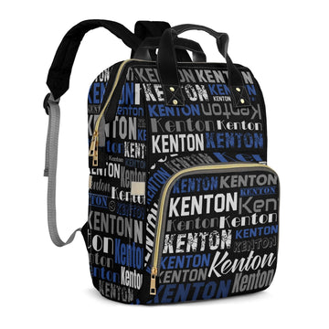 Perarts Personalized Diaper Bag for Baby Boy, Large Capacity Custom Black Blue Diaper Bag with Name, Waterproof Girls Baby Bag B