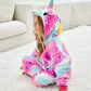 Chetosho Unicorn Hooded Onesie Girls Halloween One Piece Kids Costume (Oblique Stripe Starry Pink 7-8 Years)