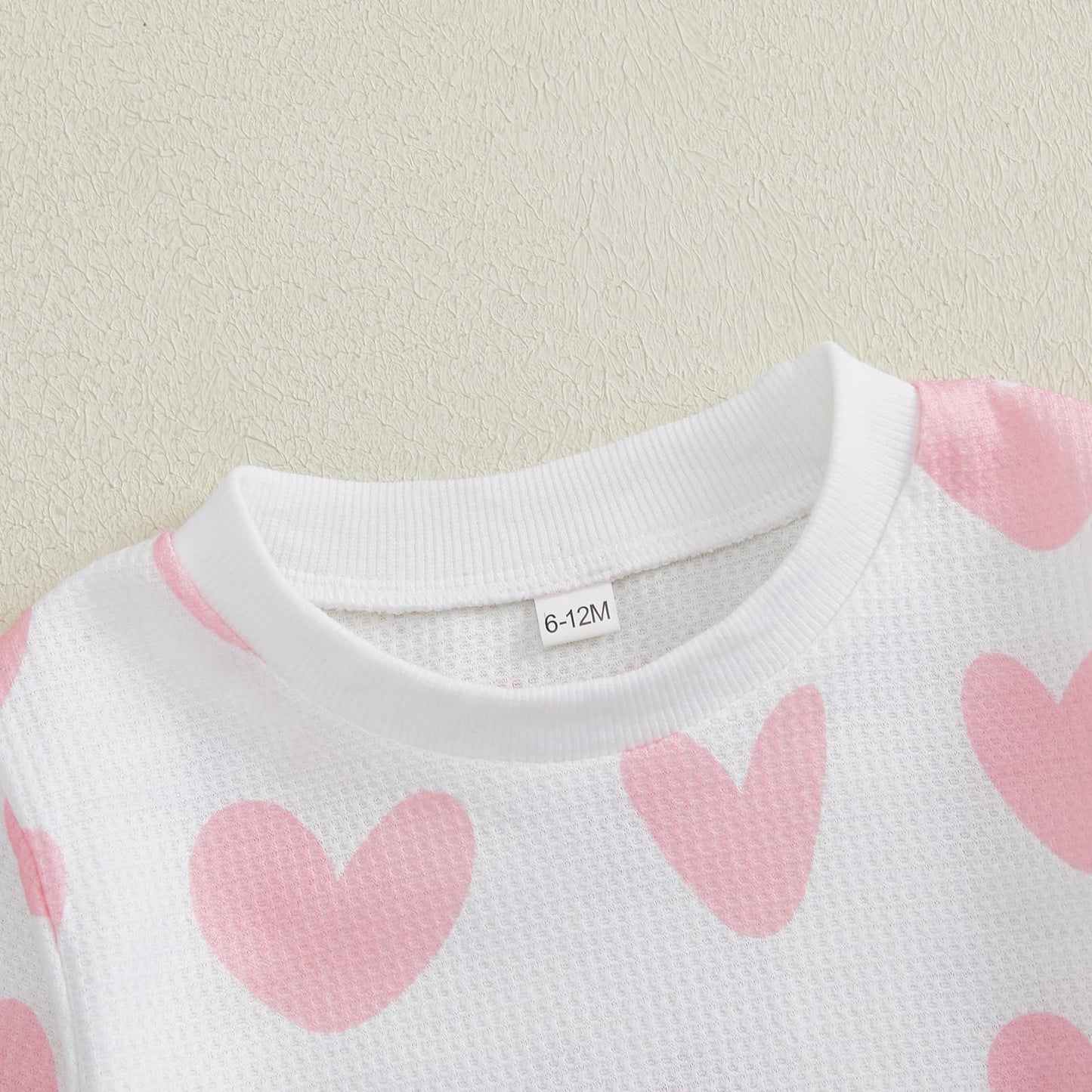 Kupretty Toddler Baby Girl Valentines Day Outfits Heart Waffle Knit Sweatshirts And Pants Set Fall Winter Spring Clothes (Baby P