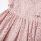 Niyage Toddler Girls Elegant Lace Pom Pom Flutter Sleeve Party Princess Dress Dusty Pink 140